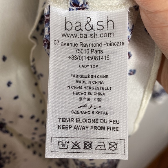 BA&SH Bruce microfloral print shirred v-neck blouse in ecru size M - Picture 11 of 13